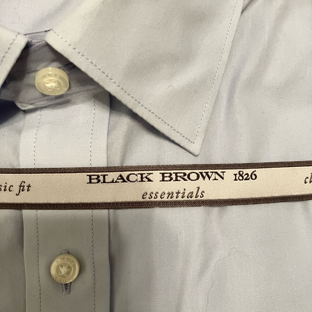 Black Brown 1826 Classic Short Sleeve Powder Blue Dress Shirt Sz 18